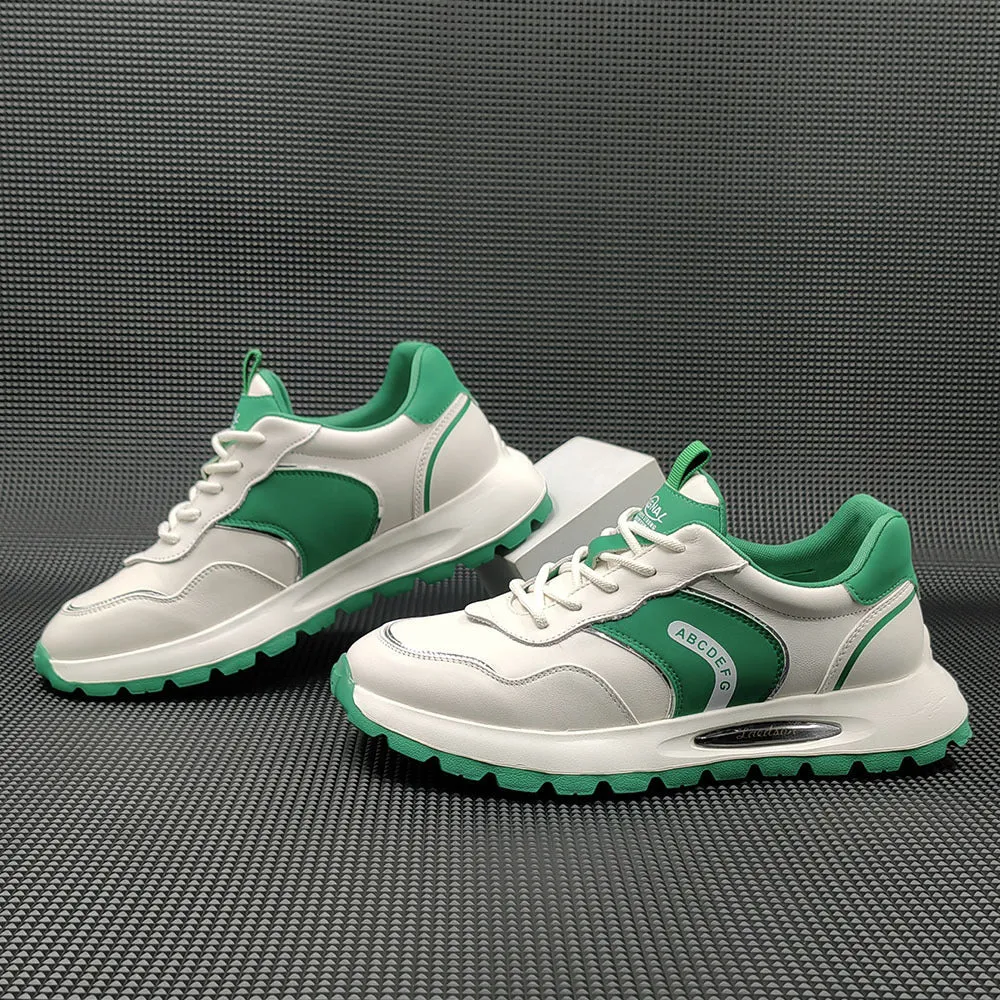 Men Fashion Color Matching Leather Casual Training Sneakers
