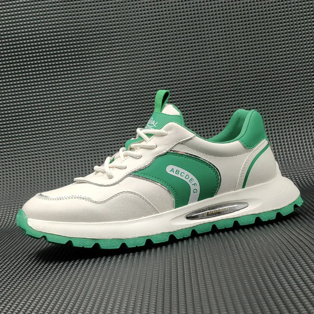 Men Fashion Color Matching Leather Casual Training Sneakers