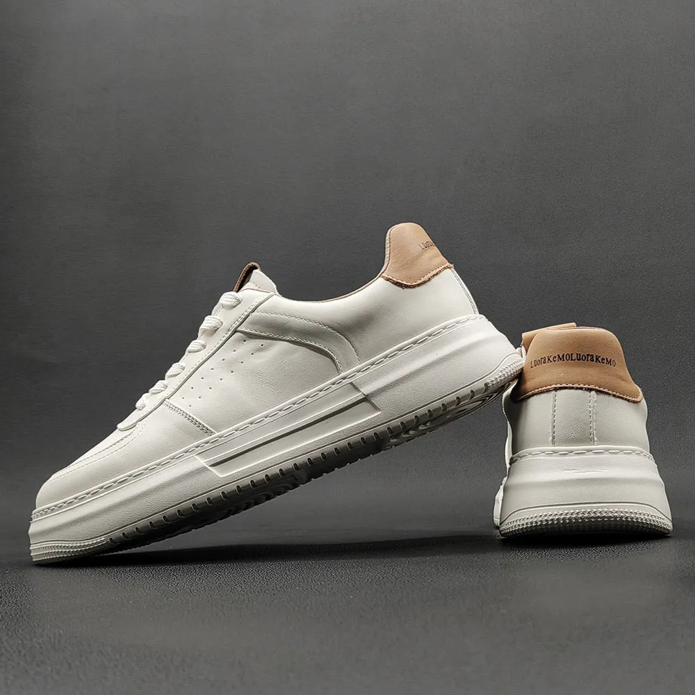 Men Fashion Cowhide Leather Casual Sneakers