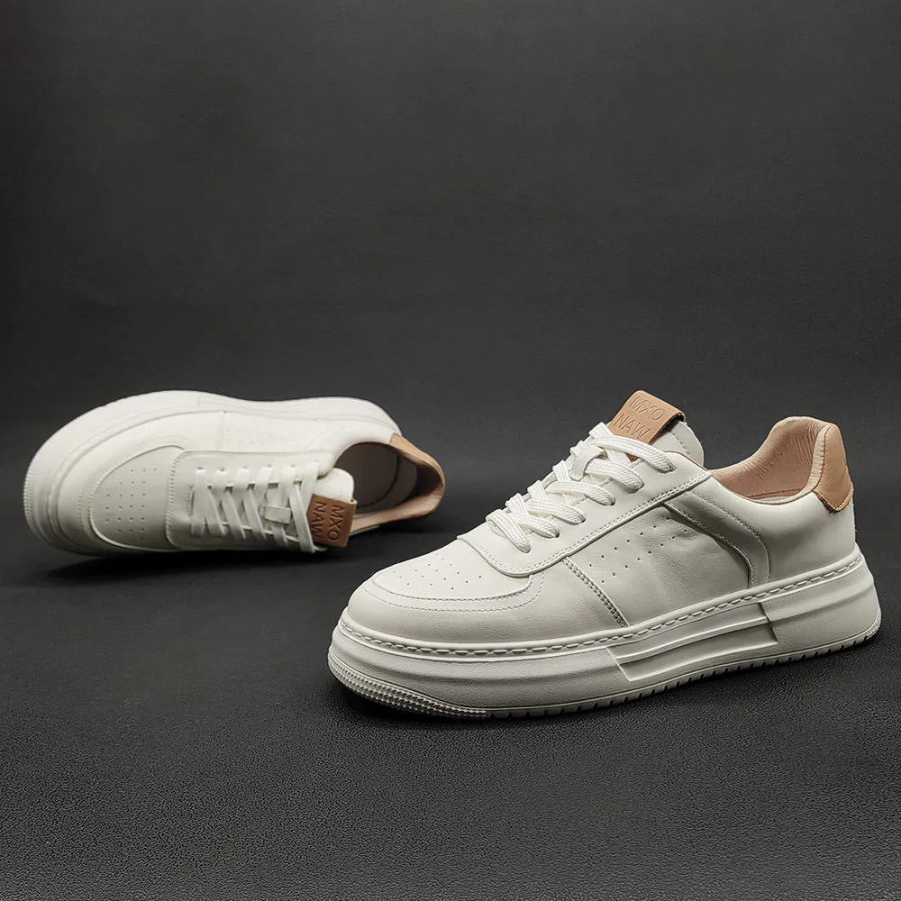 Men Fashion Cowhide Leather Casual Sneakers