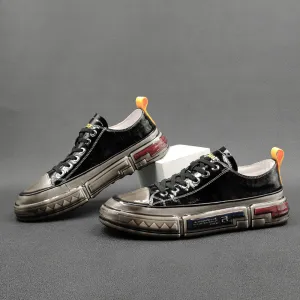 Men Fashion Glued Leather Casual Sneakers