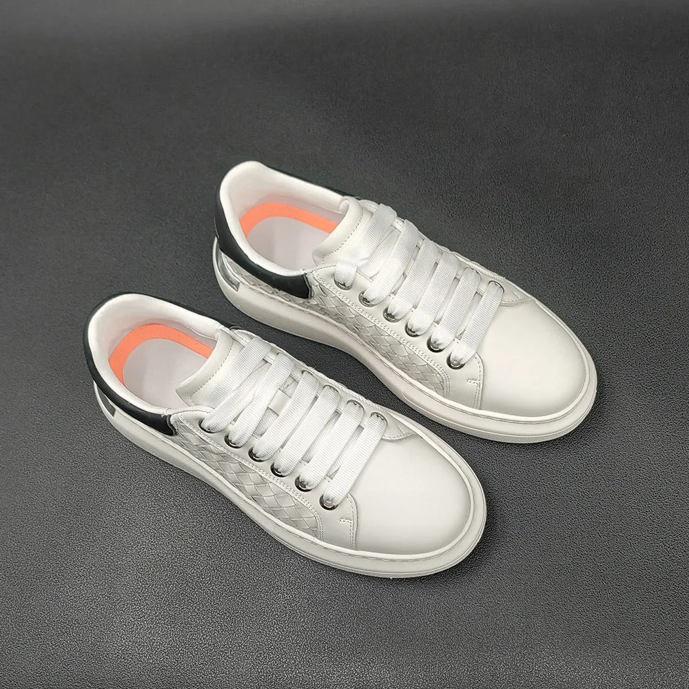 Men Fashion Plaited Leather Casual Sneakers
