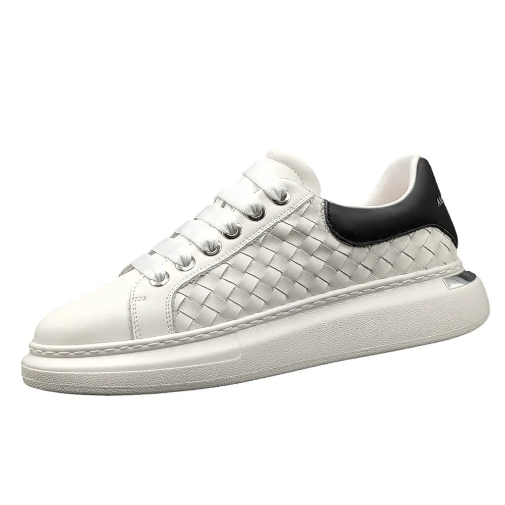 Men Fashion Plaited Leather Casual Sneakers