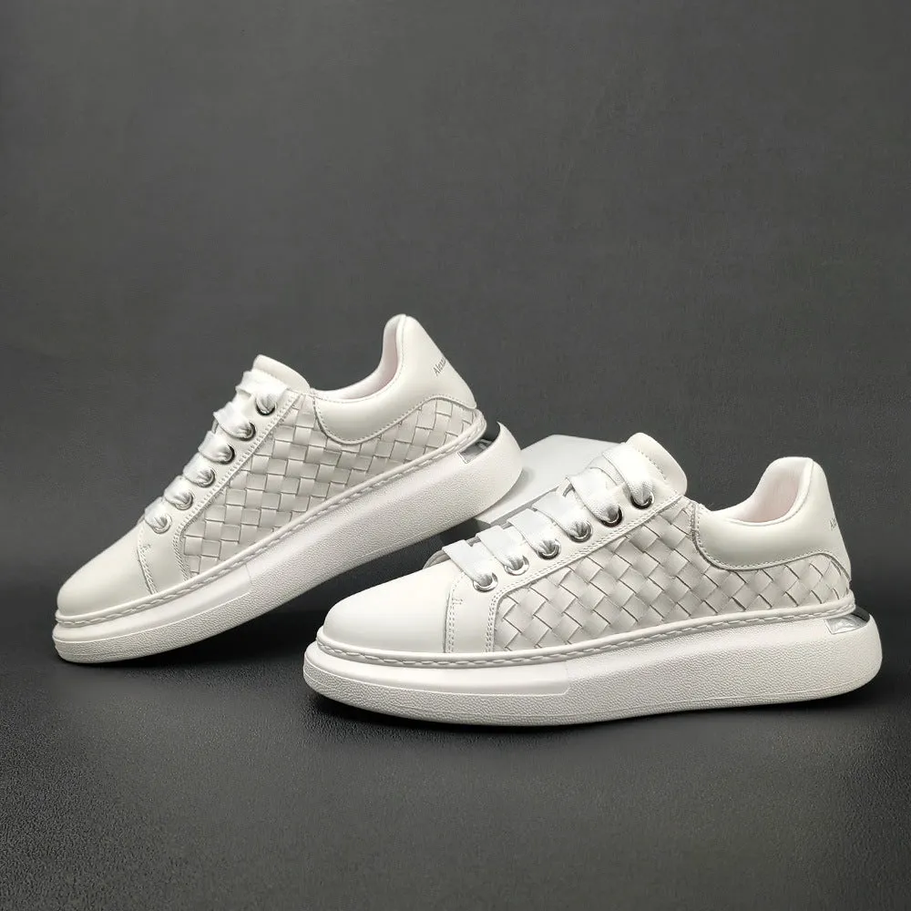 Men Fashion Plaited Leather Casual Sneakers