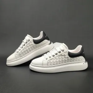 Men Fashion Plaited Leather Casual Sneakers