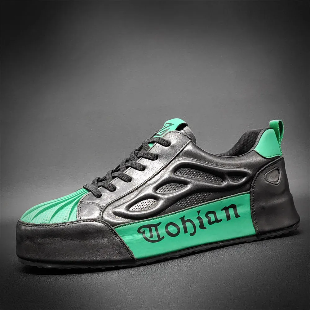 Men Leather Fashion Flat Casual Sneakers
