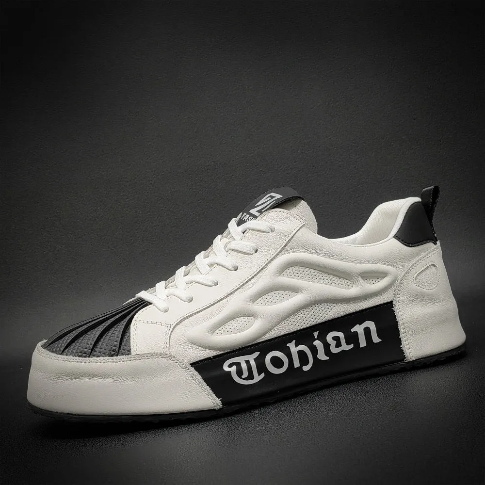 Men Leather Fashion Flat Casual Sneakers