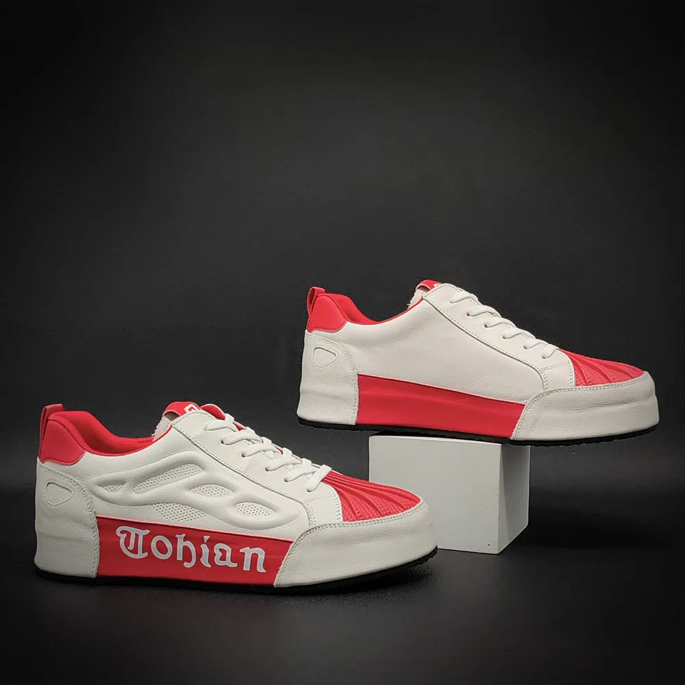 Men Leather Fashion Flat Casual Sneakers