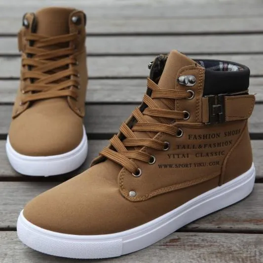 Mens Casual Daily High Top Ankle Faux Leather Boot