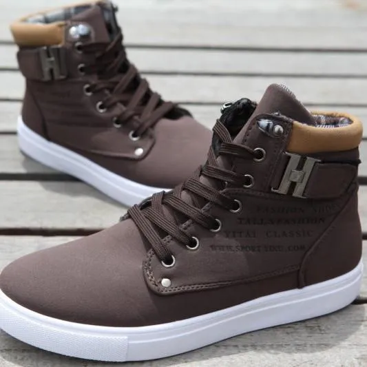 Mens Casual Daily High Top Ankle Faux Leather Boot