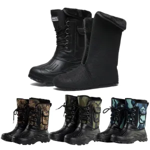 Men's Waterproof High Top Snow Boots - Warm Fur Lined, Outdoor Hiking & Combat Shoes