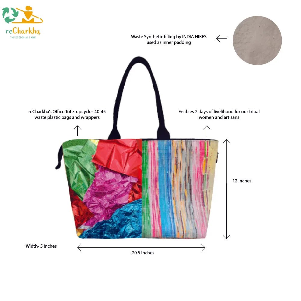 Multicolored Upcycled Handwoven Designer Office Tote (OTD1224-002) PS_W