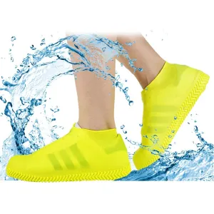 NON-SLIP SILICONE RAIN REUSABLE ANTI SKID WATERPROOF FORDABLE BOOT SHOE COVER (MEDIUM/ Mix Color)