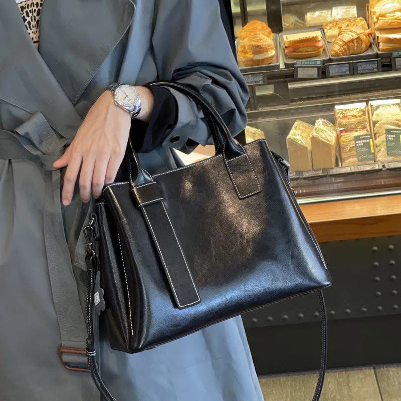 Polly Genuine Leather Large Capacity Tote Handbag