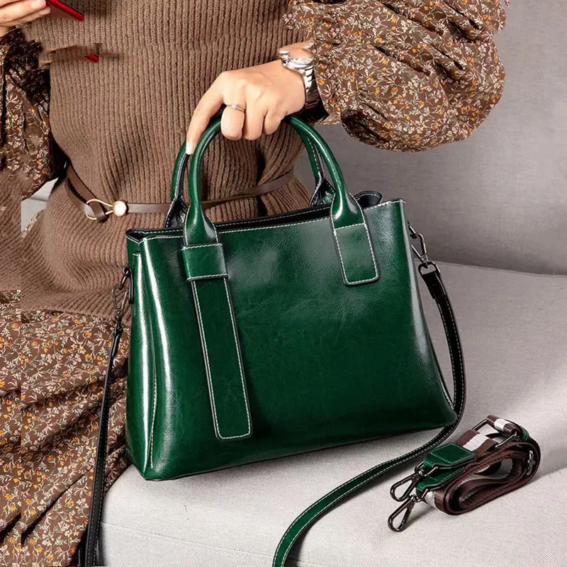 Polly Genuine Leather Large Capacity Tote Handbag