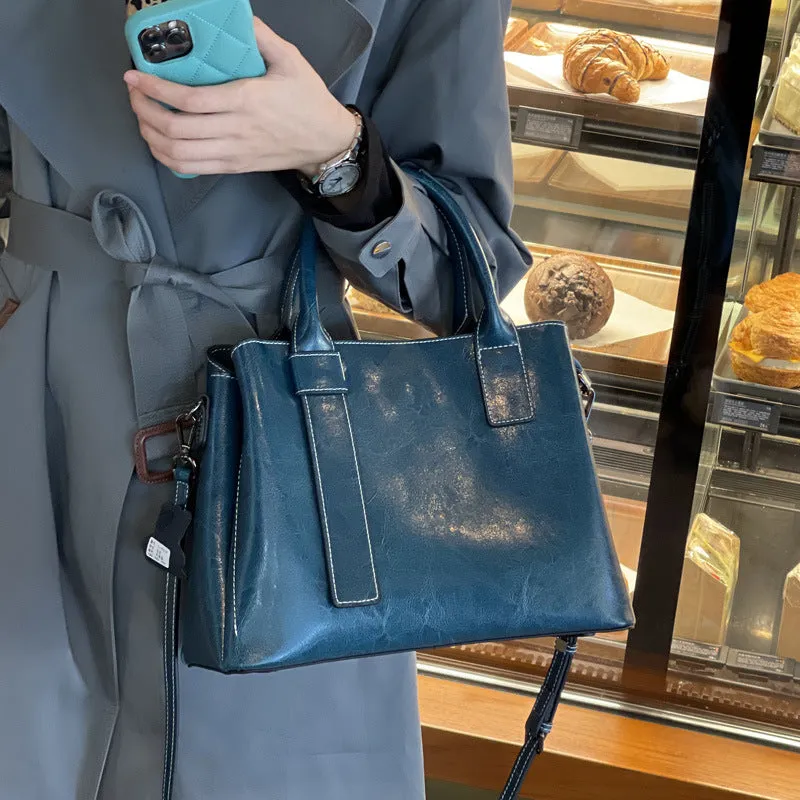 Polly Genuine Leather Large Capacity Tote Handbag