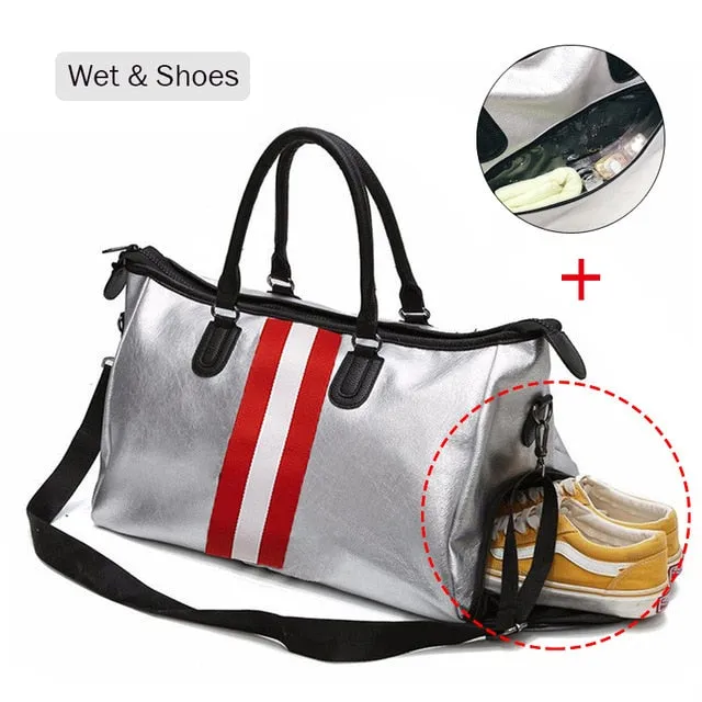 PU Leather Sports For Fitness Yoga Bags Women Travel Sport Handbag Crossbody Waterproof Training Gym Bags Shoes Storage XA932WD