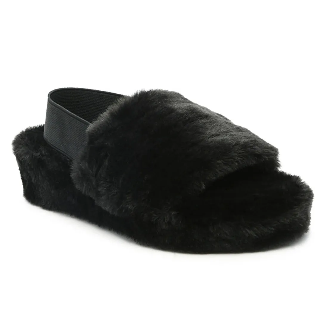Slingback Platform Slides in Black