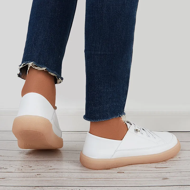 Sohiwoo  Comfy Casual Walking Shoes Lace Up Flat Heel Sneakers