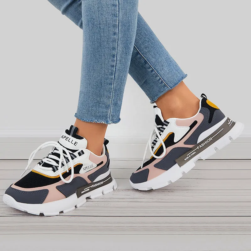 Sohiwoo  Women Lace Up Chunky Sneakers Casual Platform Walking Shoes