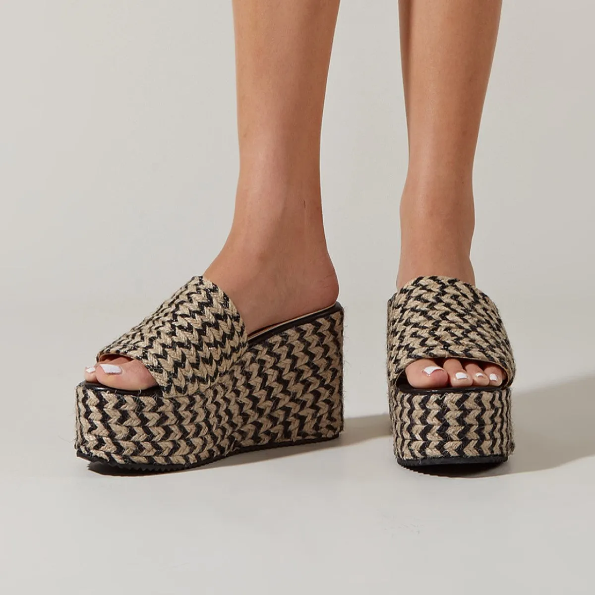 Sohiwoo Women Platform Espadrille Wedges Open Toe High Heel Slide Sandals