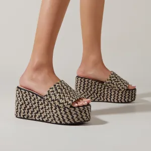 Sohiwoo Women Platform Espadrille Wedges Open Toe High Heel Slide Sandals