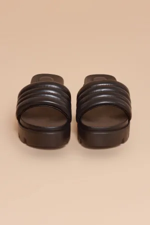 Time Is Running Out Open Toe Slides - Black