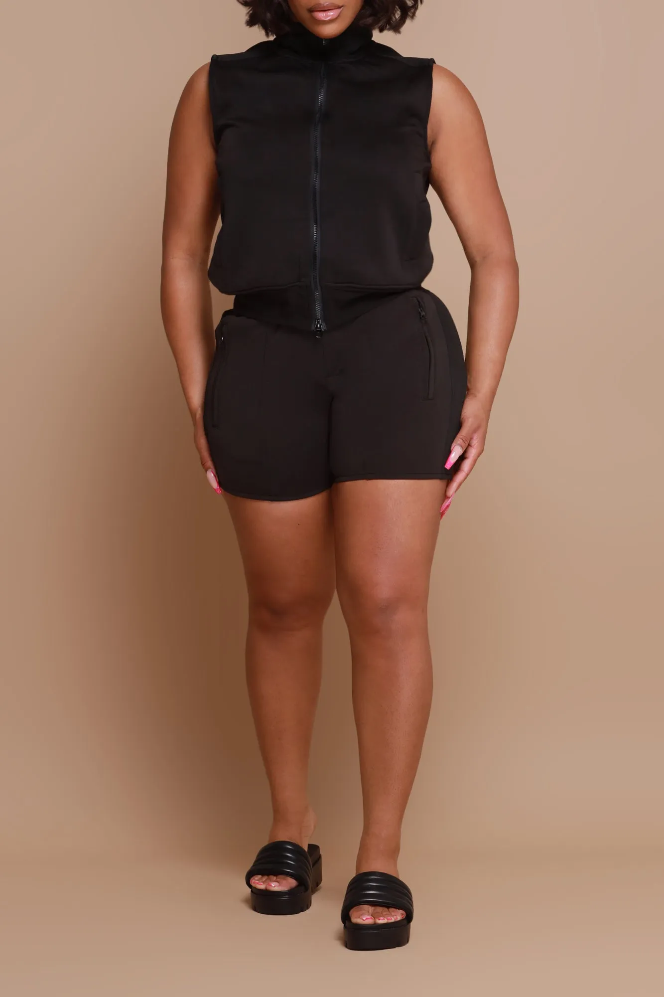 Time Is Running Out Open Toe Slides - Black