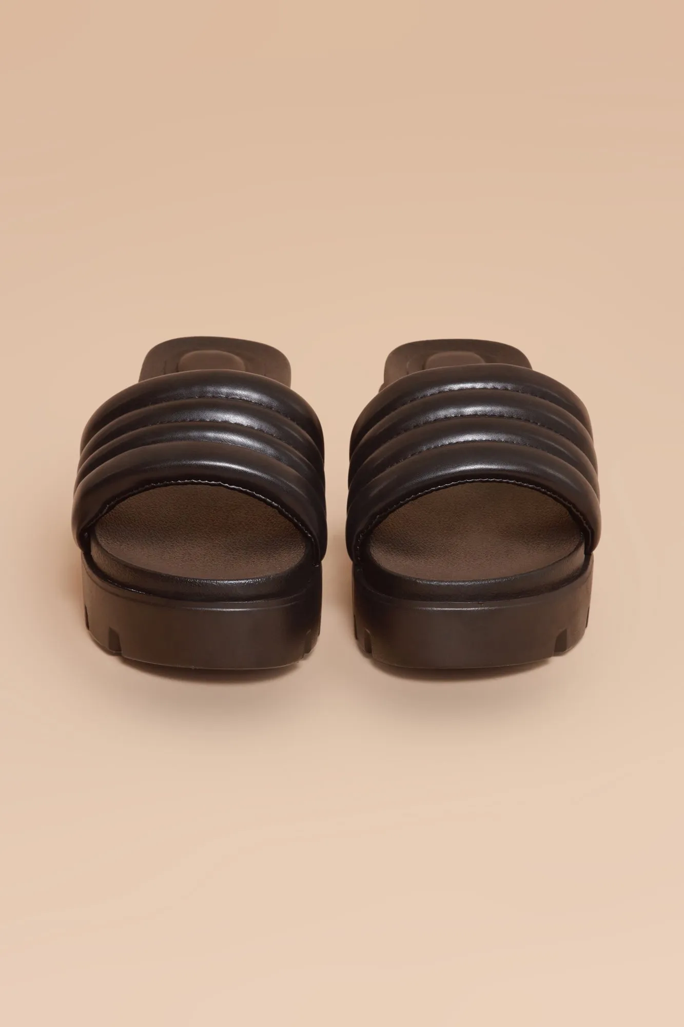 Time Is Running Out Open Toe Slides - Black