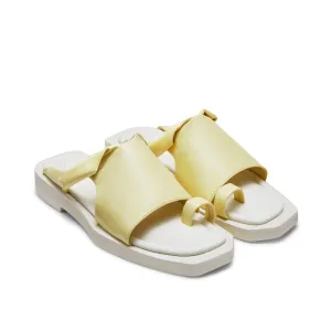 Twist Open Toe Cutaway Bottom Slippers in Yellow