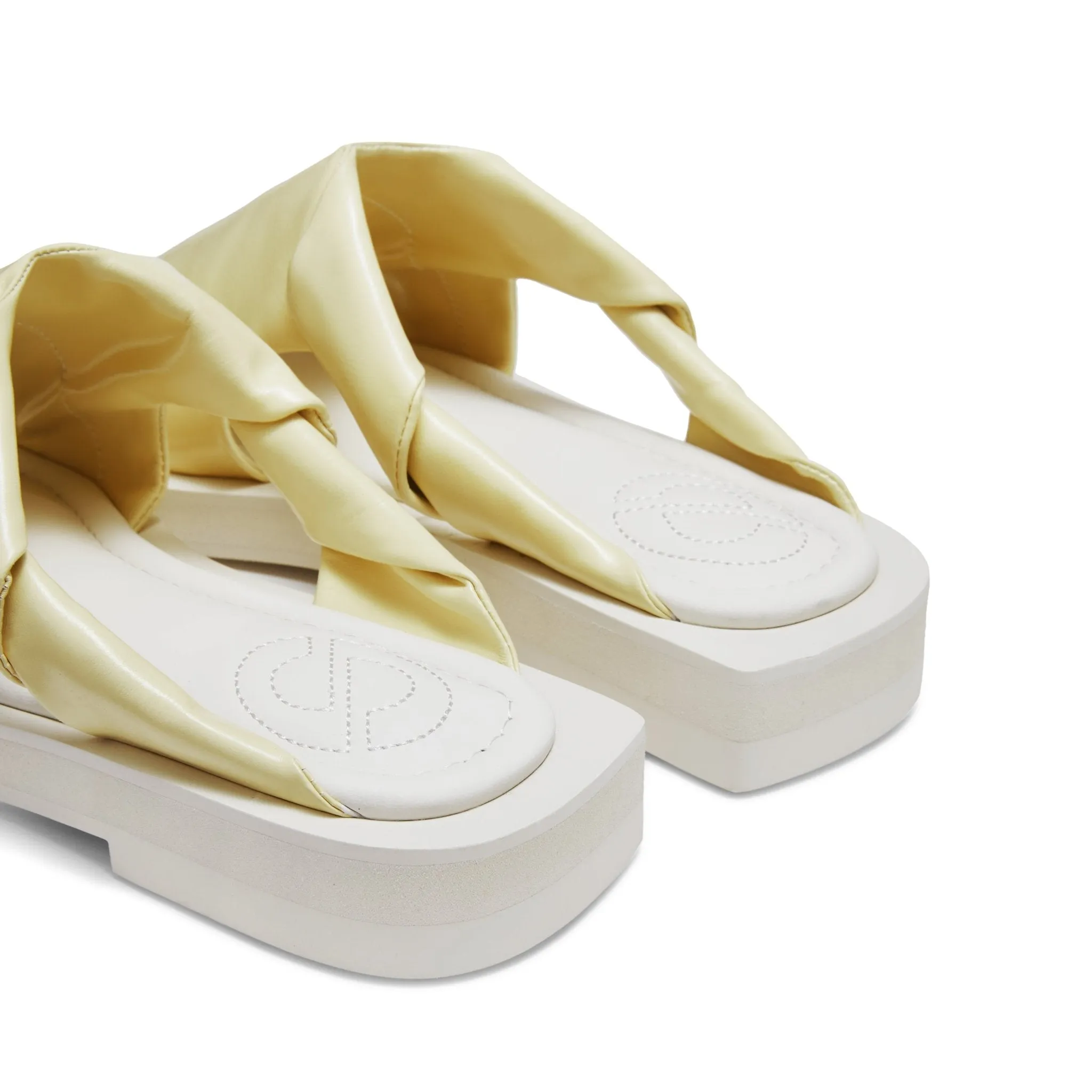 Twist Open Toe Cutaway Bottom Slippers in Yellow