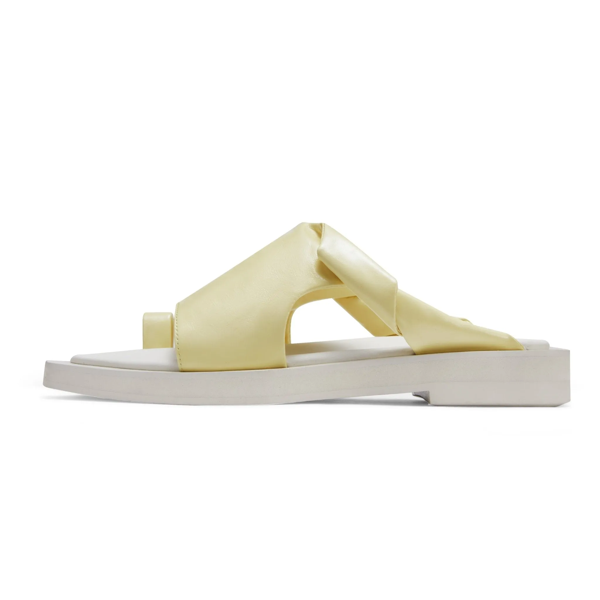 Twist Open Toe Cutaway Bottom Slippers in Yellow