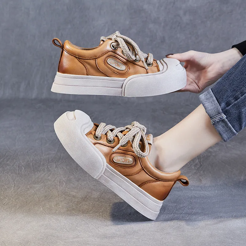 Women Leather Fashion Flat Casual Shoes