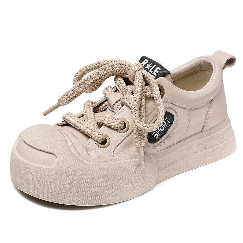 Women Leather Fashion Flat Casual Shoes