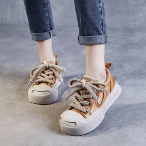Women Leather Fashion Flat Casual Shoes