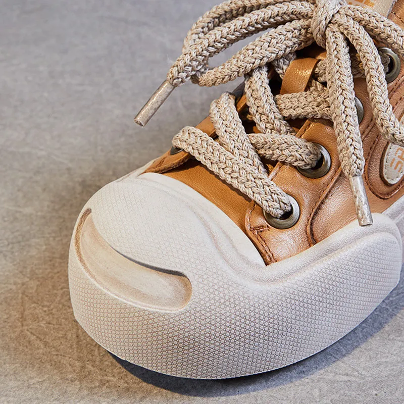 Women Leather Fashion Flat Casual Shoes