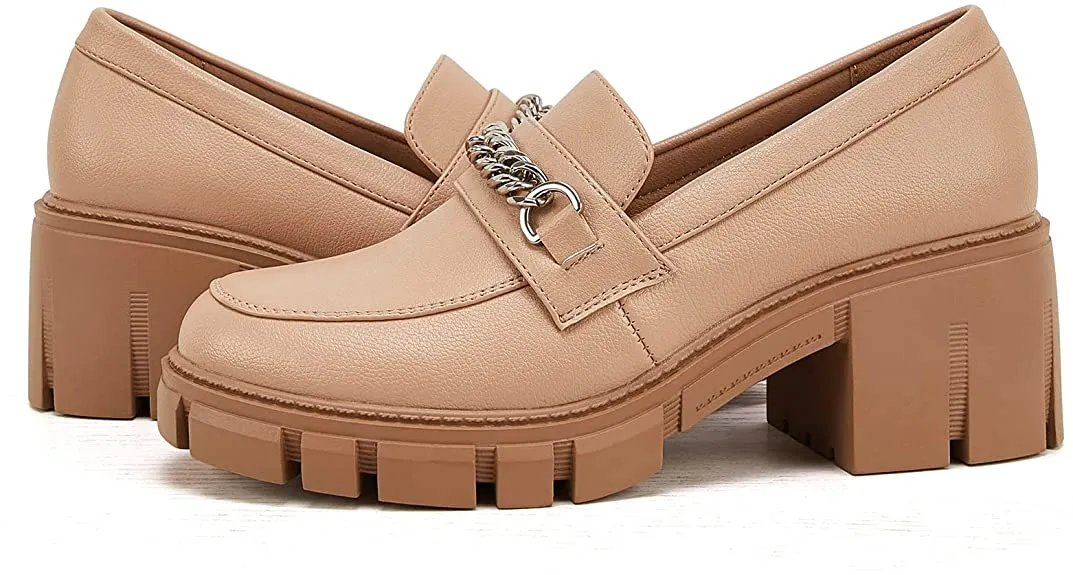 Women Platform Loafers Slip on Chain Casual Loafers