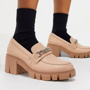 Women Platform Loafers Slip on Chain Casual Loafers