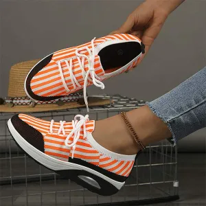 Women's Sports Fashion Line Color Matching Lace-Up Shoes 89974448C